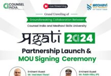 Counsel India and Medhavi Skills University to Unveil Partnership at Pragati 2024: Partnership Launch and MOU Signing Ceremony