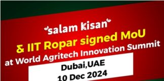 Salam Kisan signs MoU with IIT Ropar at the World Agri-Tech Innovation Summit, aiming to revolutionize agriculture